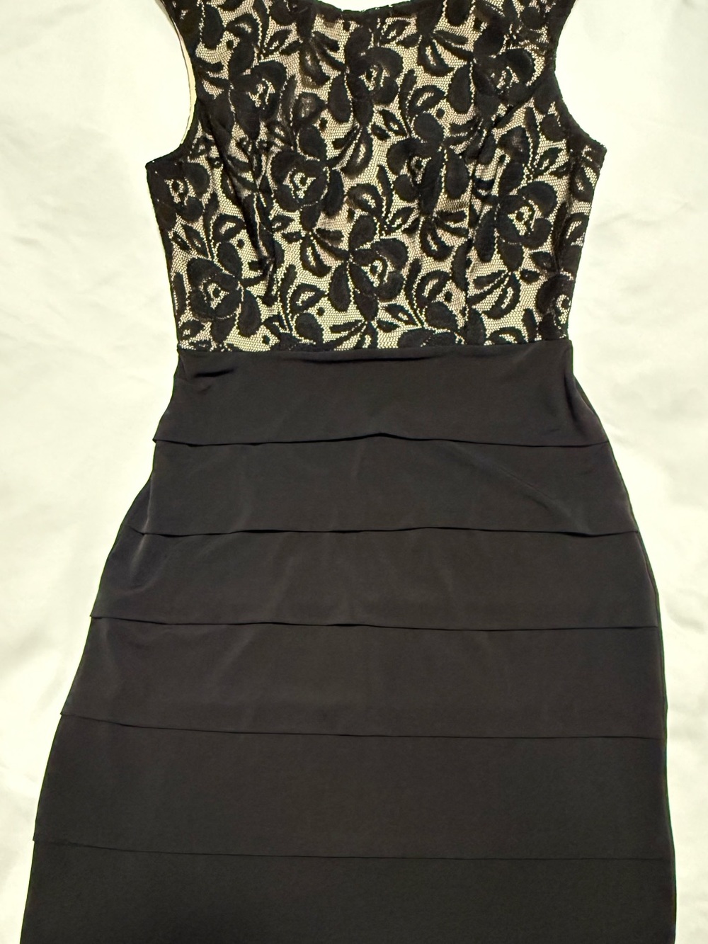 Enfocus Studio Black and Gold Floral Lace Maxi Dress